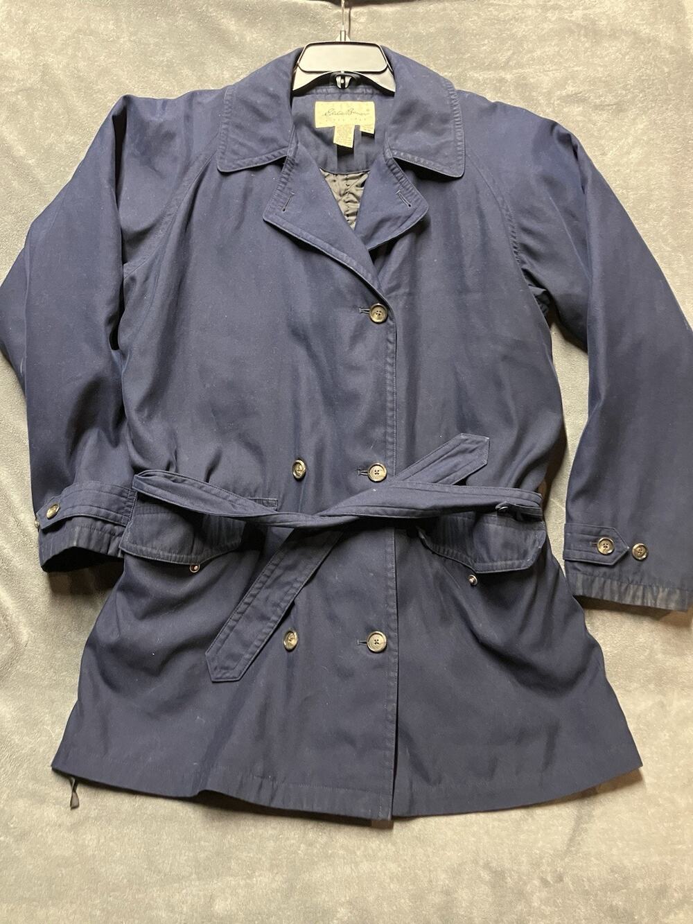 Eddie Bauer Belted Trench Jacket Woman’s Sz M Coastal Grandma Timeless Utility